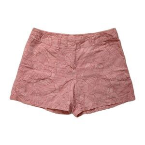 Jamaica Jaxx Women's Sz 8 Linen Cotton Shorts Pink Tropical Floral Pocket Beach